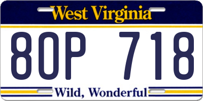 WV license plate 8OP718