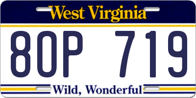 WV license plate 8OP719