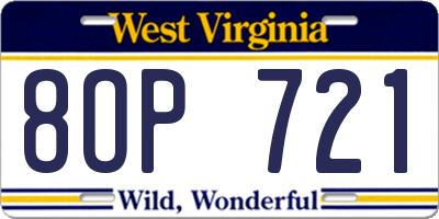 WV license plate 8OP721