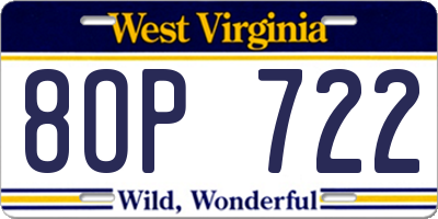 WV license plate 8OP722