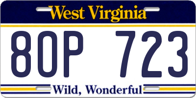 WV license plate 8OP723