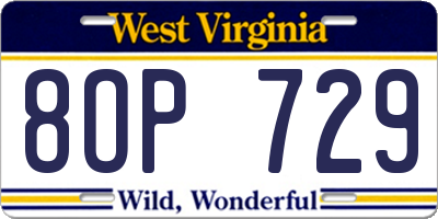 WV license plate 8OP729