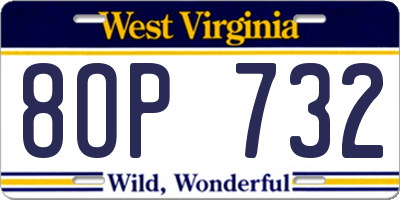 WV license plate 8OP732