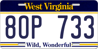 WV license plate 8OP733