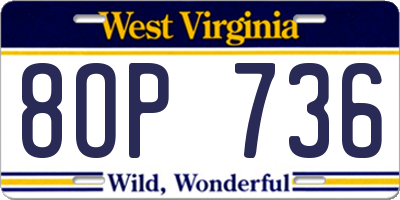 WV license plate 8OP736