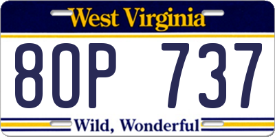 WV license plate 8OP737