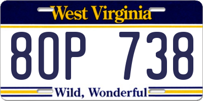 WV license plate 8OP738