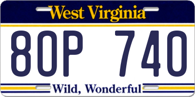 WV license plate 8OP740