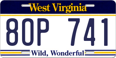 WV license plate 8OP741
