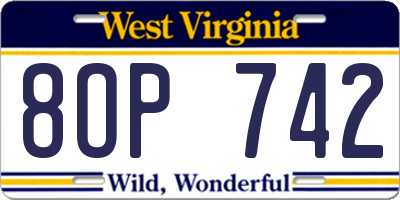 WV license plate 8OP742