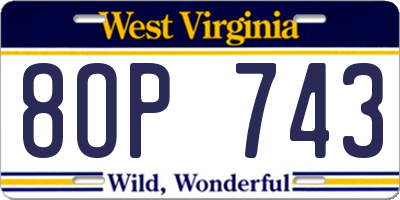 WV license plate 8OP743
