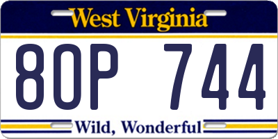 WV license plate 8OP744