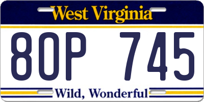 WV license plate 8OP745