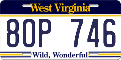 WV license plate 8OP746