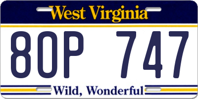 WV license plate 8OP747