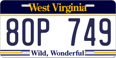 WV license plate 8OP749