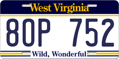 WV license plate 8OP752