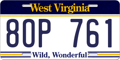WV license plate 8OP761
