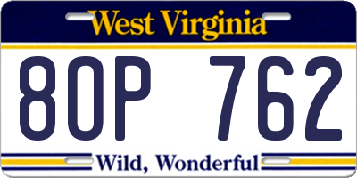 WV license plate 8OP762