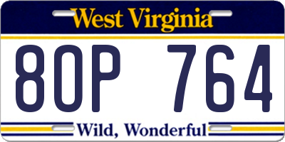 WV license plate 8OP764