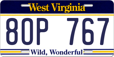 WV license plate 8OP767