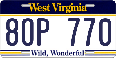 WV license plate 8OP770