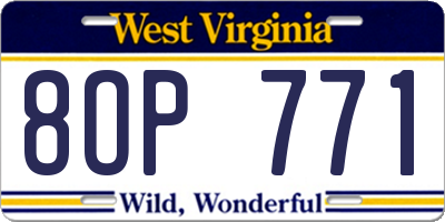 WV license plate 8OP771