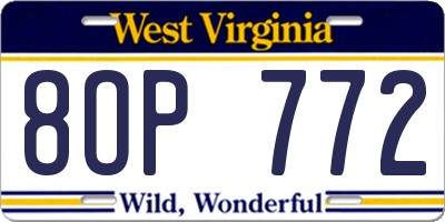 WV license plate 8OP772