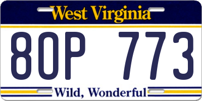 WV license plate 8OP773