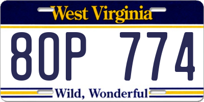 WV license plate 8OP774