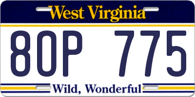 WV license plate 8OP775
