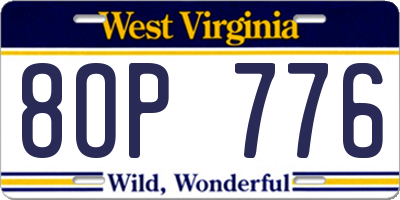 WV license plate 8OP776