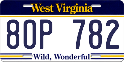 WV license plate 8OP782