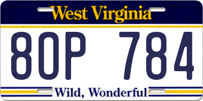 WV license plate 8OP784