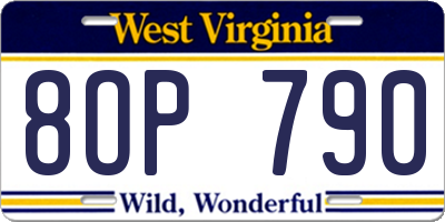 WV license plate 8OP790