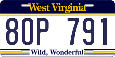 WV license plate 8OP791