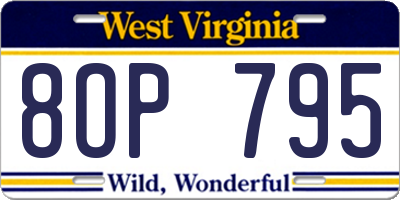 WV license plate 8OP795