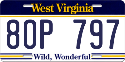 WV license plate 8OP797