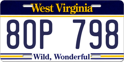 WV license plate 8OP798