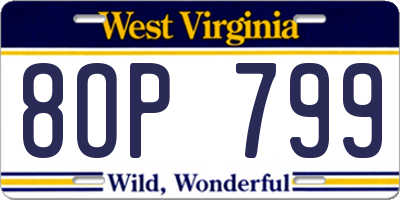 WV license plate 8OP799