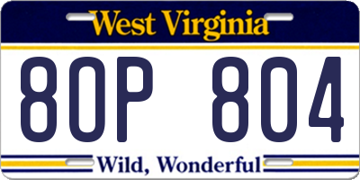 WV license plate 8OP804
