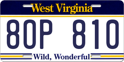WV license plate 8OP810