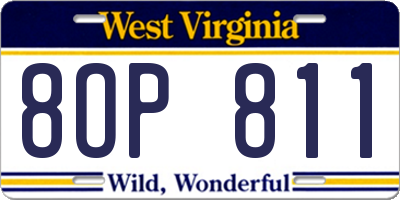 WV license plate 8OP811