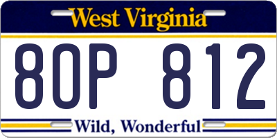 WV license plate 8OP812