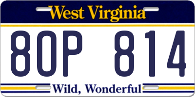 WV license plate 8OP814