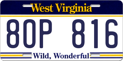 WV license plate 8OP816