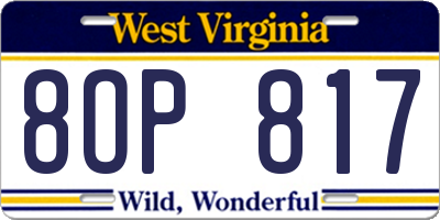 WV license plate 8OP817