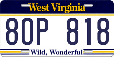 WV license plate 8OP818