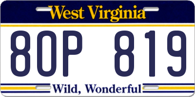 WV license plate 8OP819