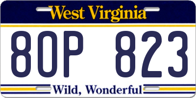WV license plate 8OP823